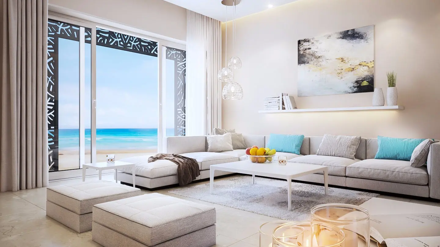 Whitewashed apartment buildings at Mangroovy Residences
